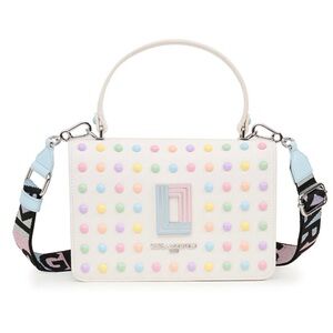 Karl Lagerfeld Simone Flap White Multicolor Studded Women's Crossbody Bag NWT